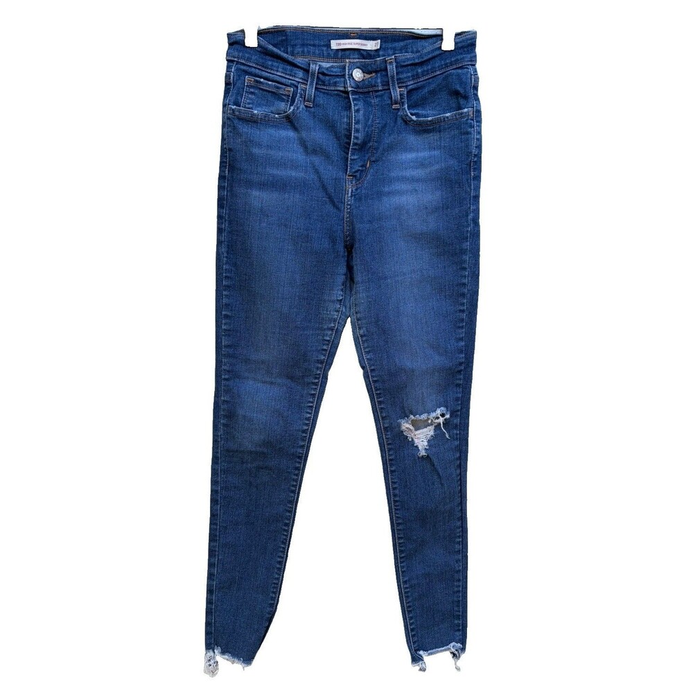 Levi’s 720 High Rise Super Skinny Jeans Women’s 27 Raw Hem ankle grunge punk Y2K
